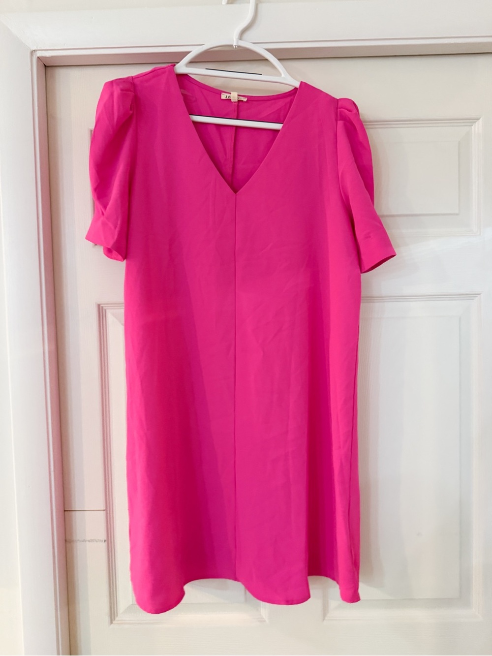 JODIFL Hot Pink V-Neck Mini Shift Dress